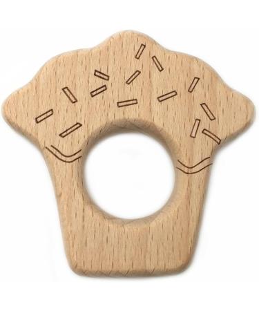 Wendysun 3pcs Cartoon Wood Teether Set - Pure Natural Beech Teething Toy for Baby DIY Pendant - Animal Cake Shape - Buy Online on GoSupps.com