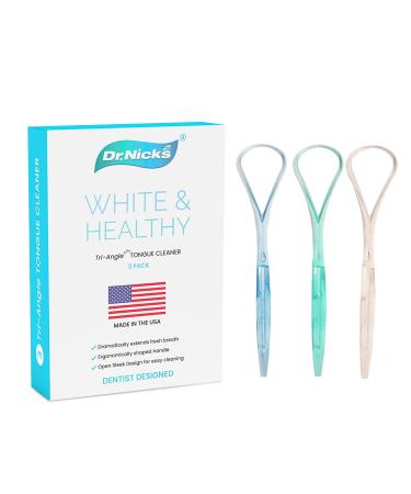 Dr. Nick s White & Healthy Tongue Scraper (3 pack) Dentist Designed to Cure Bad Breath Easy to Use Plastic Tounge Scraper Cleaner Maintains Oral Care for Adults