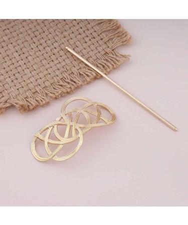 Dervivea Minimalist Gold Hair Stick Pin Viking Celtic Hair Bun Stick Celtic Knot Hairpin Metal Hair Bun Slide Long Hair Stick Decorative Hair Accessories for Women and Girls Headdress - Buy Online on GoSupps.com