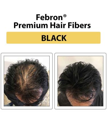 Febron Hair Fibers for Thinning Hair BLACK - 30G Hair Loss Concealer Powder for Women & Men - Volumizing, Undetectable, Natural Bald Spots Filler - 1.06oz Pack - Buy Online on GoSupps.com