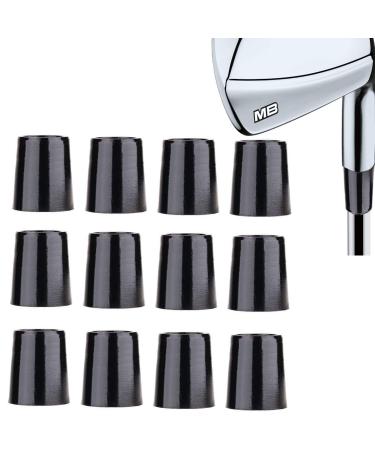 Aliennana Golf Iron Ferrules .370 12 Pack Re-Shaft Golf Ferrule for Taper Tip Iron Wedge Black/Double Chrome Ring ID:0.370" OD:0.540" Length:0.750" ALL BLACK