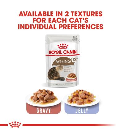 Royal Canin Ageing 12+ Complete Adult Wet Cat Food in Gravy 12 x 85g - Buy Online on GoSupps.com