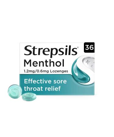 Strepsils Menthol Lozenges 36s Gluten Free Sore Throat Relief Soothes Sore Throat Fights Infection Works in 5 Mins