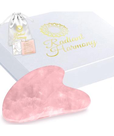 Radiant Harmony Gua Sha - Rose Quartz Gua Sha Facial Tools as Face Massager - Guasha Tool for face Skin Care Tools - Easy to Use - Arrives in a Luxury Box & Bag with Guide - Gifts for Women