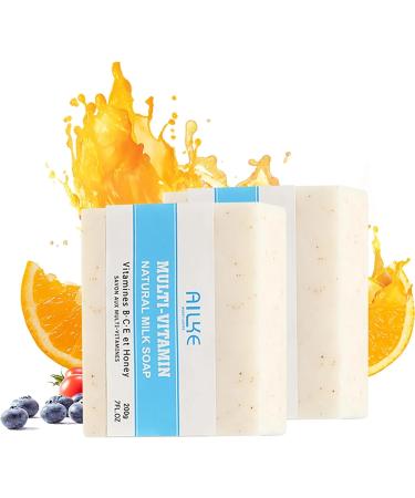 AILKE BOOST LUSTER AILKE MultiVitamin Natural Milk Soap Bar Brightening Gentle Cleansing Nourishes Hydrates and Smoothes Skin with Vitamins BCE Increase Skin Radiance Soap 200g Pack of 5 5 pieces - Buy Online on GoSupps.com
