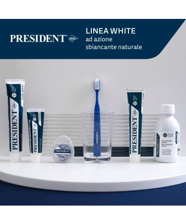  President President 3 x 75 ml White Toothpaste Whitening Anti-Plaque Anti-Scales and Anti-Yellowing of Teeth Refreshing with Piedmontese Mint Aroma RDA 85 - Buy Online on GoSupps.com