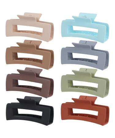 8 Pack Hair Claw Clips 4.1 Inch Rectangle Large Hair Claw for Women and Girls Matte Nonslip Jaw Clips Strong Hold Hair Accessories