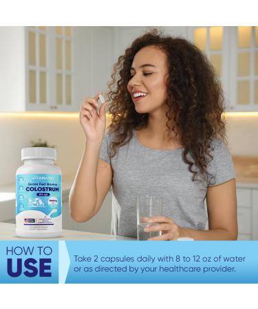 Vitamatic Bovine Colostrum Supplement 1000 mg per Serving - 50% Highest IgG - Supplement for Gut Health Hair Growth Beauty Muscle Recovery & Immune Support - 120 Capsules - 2 Pack - Buy Online on GoSupps.com