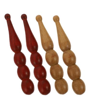 Lurrose 4 pieces of pearl massage tab wood-foot roller wooden massage tab wooden sticks Face tools Massage roller stick full body massager acupuncture point stick massage tab