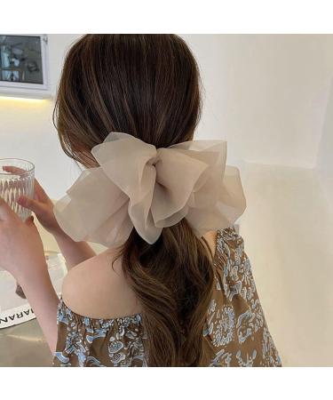 SHTGOI Women's Hair Bows Clip Chiffon Tulle Bows Hair Clips Bow Hair Clip Plain Hair Pins Vintage Elegant French Barrettes Hair Clip Hair Styling Accessories Milk Coffee - Buy Online on GoSupps.com