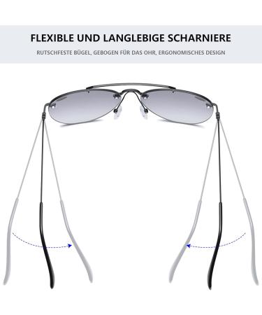 Buy Lanomi Bifocal Pilot Reading Glasses - Blue Light Filter Frameless Sunglasses with UV400 Protection - Outdoor Reading Aid - Starch Black Frame Gray Lens - 2.0x Magnification - Buy Online on GoSupps.com