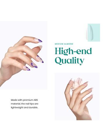 Beetles Easy Gel Tips Nail Extension Kit - 2-in-1 Glue Gel Base, Medium Almond Nails & UV LED Lamp - Buy Online on GoSupps.com
