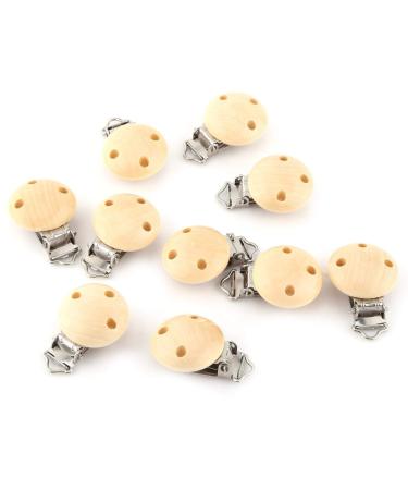 10 round wood clips pacifier clips made of natural wood pacifier clips made of beech wood teething gripping toy clips wood-pacifier clip holder charm DIY pacifier clips