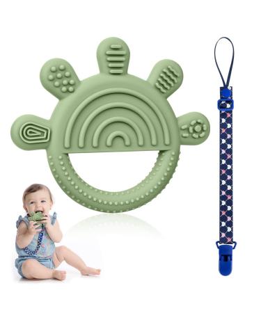 Aolso bite ring made of silicone bite ring for babies five fingers baby teeth toys with anti-lost rope BPA-free baby biting toys baby dental aid for 3 months (green) five finger-green - Buy Online on GoSupps.com
