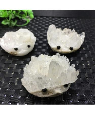 SDWGLD Healing Aura Crystal. 1pc Natural Clear Quartz Crystal Cluster Carved Hedgehog 60mm-70mm (Color : 1pc)