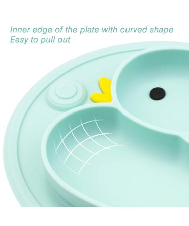 Silicone Baby Plate with Suction | Divided Duck Dishes for Kids | BPA-Free & Microwave Safe | Green - Buy Online on GoSupps.com