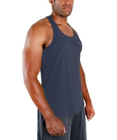 DEVOPS Men's Y-Back Dri Fit Muscle Gym Tank Top 3 Pack - Large (Charcoal/Red/Yellow) - Buy Online on GoSupps.com