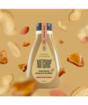 Nutchup Peanut Butter Squeeze Bottle - Creamy Nut Topping for Pancakes Waffles Ice Cream & Pizza | 435g Salty Caramel Delicacy - Buy Online on GoSupps.com