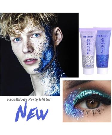 SWETIYOU 50ml Holographic Chunky Body Glitter Gel - Long Lasting Festival Cosmetic Sequins in Blue - Buy Online on GoSupps.com
