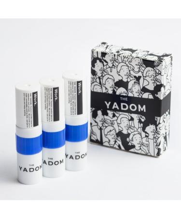 THE YADOM | Nasal Inhaler | Natural Ingredients & Extra Strong Menthol | Infused with Essential Oils for Clear Breathing Focus & Energy | Portable & Long-Lasting (Pack of 3)