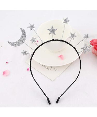 Wanmei Princess Girl Halloween Party Crown Headband - Glitter Powder Moon Star Charms Metal Alloy Birthday Tiara Headdress Gift - Buy Online on GoSupps.com