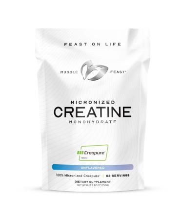 Muscle Feast Creapure - Micronized Creatine Monohydrate Powder | Premium Pre-Workout or Post-Workout | Creatine for Women & Men | Easy to Mix Vegan Gluten-Free Safe and Pure (Unflavored 250g) Unflavored 8.82 Ounce (Pack