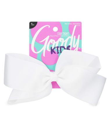 Goody Kids Large Bow Barette - White - Stay Tight Closure Help Keep Hairs In Place - Hair Accessories