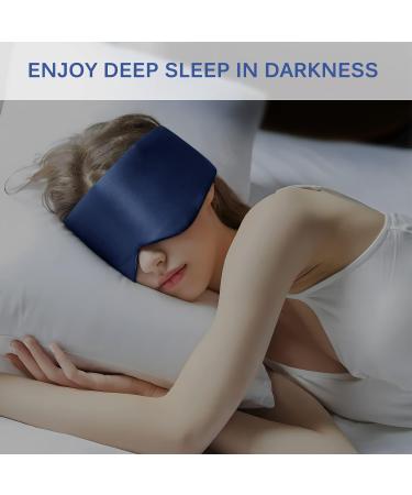 OLESILK 100% Natural Mulberry Silk Sleep Mask - Large Size Navy | Adjustable Strap Eye Mask for Men and Women - All Night Blindfold - Buy Online on GoSupps.com