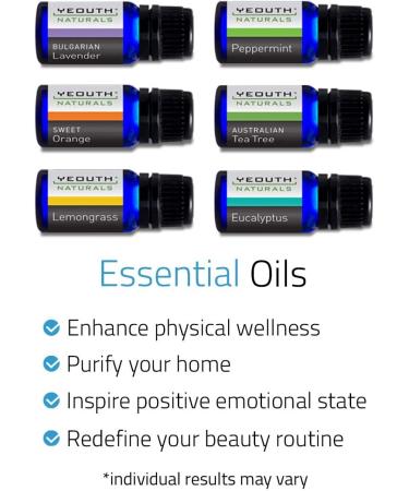 Yeouth Therapeutic Essential Oil Starter Pack - 6 x 10ml - Pure Aromatherapy - Buy Online on GoSupps.com