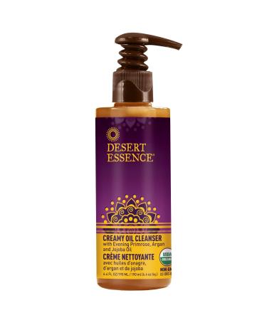 Desert Essence Creamy Oil Cleanser - 6.4 Fl Ounce - Pure Oil Based Cleanser - Evening Primrose - Argan - Jojoba Oil - For All Skin Types - Removes Makeup & Impurities - Aloe Vera - Nourishes Skin