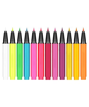 Blacklight Eye Liner 12 Colors Rainbow Glow Neon Makeup Graphic Eye Liners Waterproof Smudge-Proof Body Face Paint Makeup For Christmas