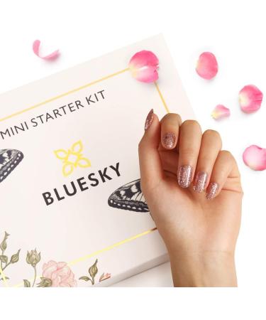 Bluesky Gel Nail Kit With Mini UV LED Lamp S06N Pink Gold Glitter Gel Polish Base and Top Coat Set Nail File Buffer Cleanser Wipes - Buy Online on GoSupps.com