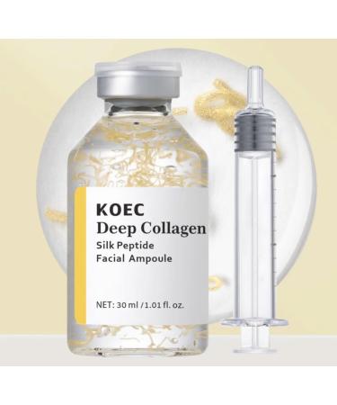 Beautivana KOEC Deep Collagen Silk Peptide Facial Ampoule Face Lifting Serum Intensive Tightening & Smoothing & Hydrating Non-Greasy Gentle Formula 1.01 Fl Oz / 30ML