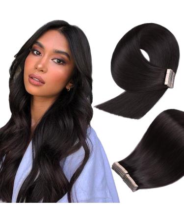 YDDM TAPE in Extensions Real Hair 20Pcs 55cm 50g Natural Black Invisible Tape Extensions Real Hair Extensions Tape Extensions Real Hair TaFe Ex extensions Skin Weft Hair Extension (22 inch 1b) 1b# 22inch (55cm) -20PC