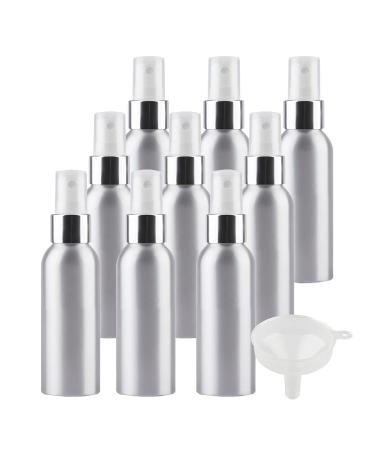 TIANZD 12 Pcs 120ml Empty Silver Aluminium Fine Mist Spray Bottle with White/Silver Metal Spray Head Refillable Travel Alu Bottles for Body Sprays Room Fragrances Perfumes Hair Garden Funnel Silver 120ml