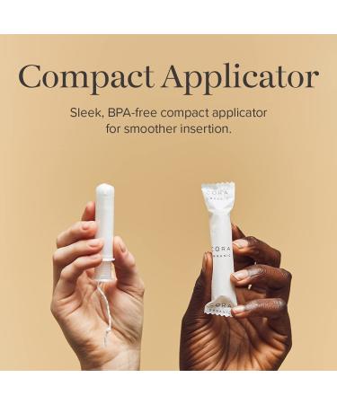 Cora Organic Super Absorbency Tampons - 100% Cotton Core - BPA-Free Compact Applicator - Non-Toxic - Unscented - Leak Protection - Easy Insertion & Removal - 16 Count - Buy Online on GoSupps.com