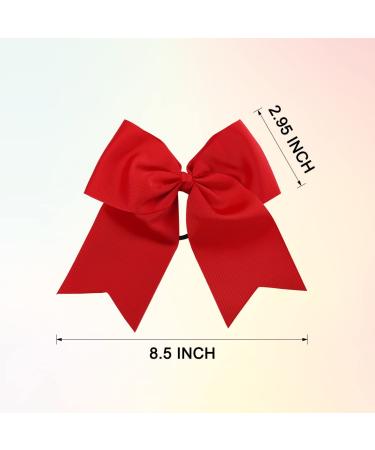 Semjikoy Large Cheer Hair Bows - Set of 2 Handmade Red and White Bows for Girls Cheerleaders | 6.7-Inches - Buy Online on GoSupps.com