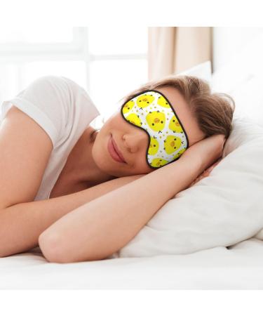 Yellow Chicken Print Sleep Eye Mask Soft Eye Mask Soft Eye Cover Eyeshade for Sleeping Travel Nap Women Men Black
