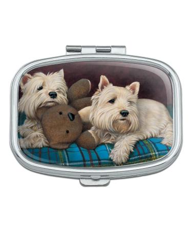 Westie West Highland White Terrier Dogs Teddy Bear Rectangle Pill Case Trinket Gift Box