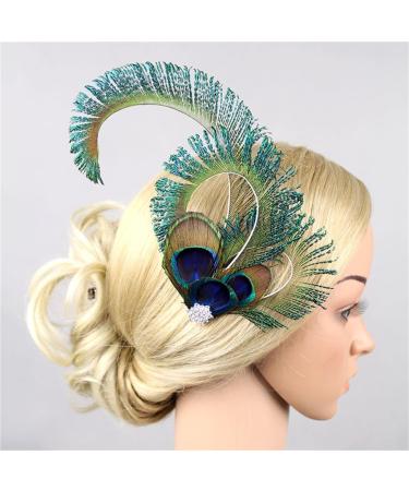 hgnxa TeaParty Fascinator Hair Clip for Party Wedding Women PeacockFeather Fascinator Hair Pin Ethnic Style Church Headdress - Buy Online on GoSupps.com