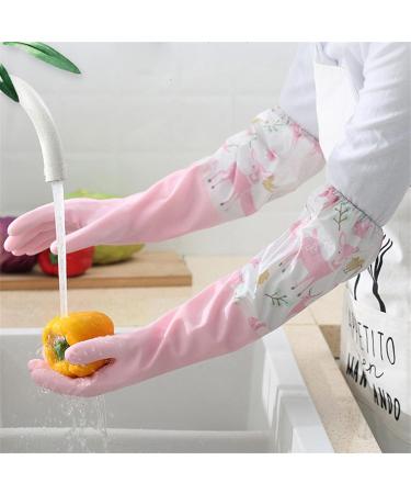 SEPTAM Cleaning Gloves Dishwashing Gloves Single Layer Household Chore Splicing Sleeve Waterproof Gloves Plush Elastic Band Mouth Rubber Gloves (Color : Blue Size : Medium) - Buy Online on GoSupps.com