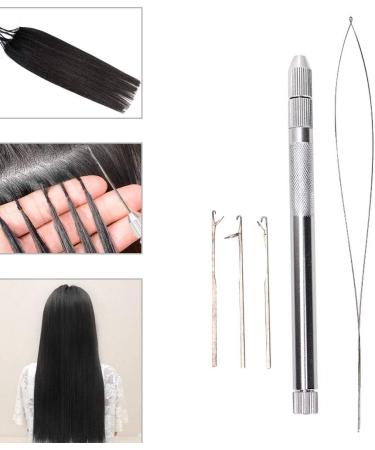 Hair Extension Loop Needle Threader Kit Pulling Hook Tool for Hair Aluminum Handle Hair Extension Threading Tool Micro Beads Loop Needle Threader for Hair Extensions Feather Ext - Buy Online on GoSupps.com