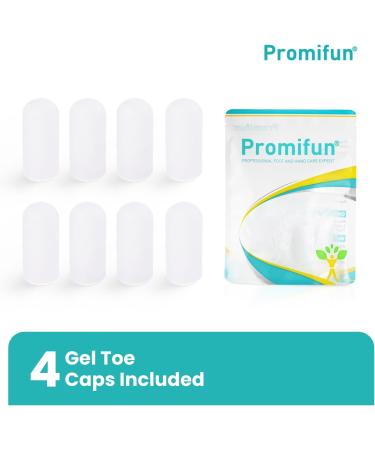 Silicone Toe Protectors - 4 Pairs Gel Sleeves with Aloe Vera for Pain Relief & Protection - Transparent Toe Caps for Corns (Small - Buy Online on GoSupps.com