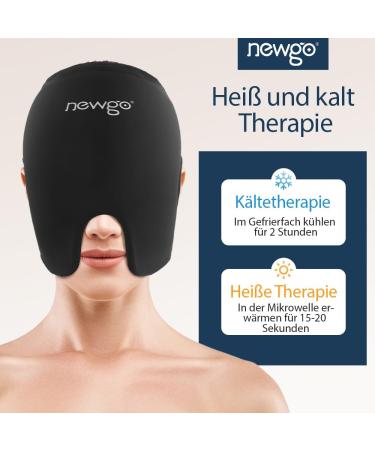 Newgo Cool Cap Headache Relief Mask - Stretchy Migraine Hat & Sleep Mask for Swollen Eyes & Stress Relief (Black) | International Shipping Available - Buy Online on GoSupps.com