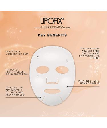 Lipofix Anti Aging Lifting Hydrating Facial Bio Cellulose Face Mask - 5 Masks, Korea Made for Fine Line Reduction and Skin Radiance - Buy Online on GoSupps.com