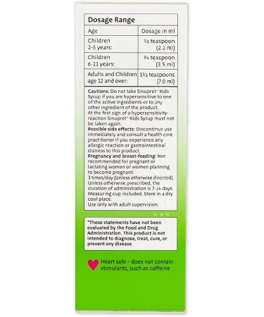 Sinupret Kids Sinus & Immune Syrup - Natural Fast Acting Herbal Support - Cherry Flavor - 3.38 oz - Pack of 1 - Buy Online on GoSupps.com