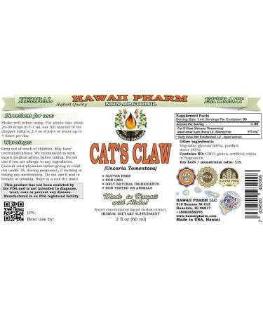 Cat's Claw Alcohol-Free Liquid Extract - 2 oz Herbal Supplement with Uncaria Tomentosa Dried Inner Bark - Buy Online on GoSupps.com