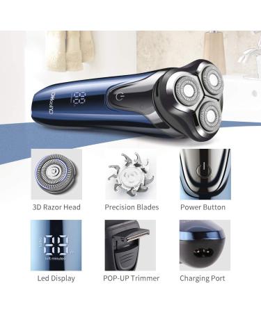 YOHOOLYO Electric Razor for Men - Waterproof Rotary Shaver, USB Rechargeable with Pop-Up Trimmer - Buy Online on GoSupps.com