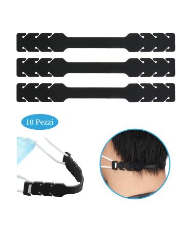 Feloyal hearing protection mask extension 10 pieces hearing protection extension buckle thinks masks or hooks for masks adjustable non-slip fixers 19 cm (black)