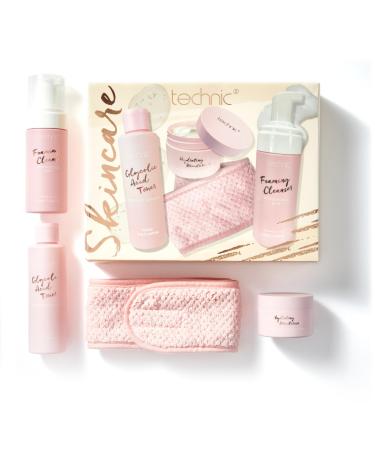 Technic 4Pc Skincare Gift Set - 3 Step Daily Routine - Cleanser Toner Moisturiser & Spa Headband - Ingredients To Pamper and Nourish Skin - Vegan and Cruelty Free